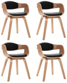 3054818 vidaXL Трапезни столове, 4 бр, извито дърво и изкуствена кожа