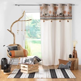 Памучно перде в кафяв и естествен цвят 140x240 cm Kenya Lodge – douceur d'intérieur