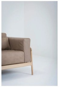 Светлокафяв диван от биволска кожа с масивна дъбова конструкция , 210 см Fawn - Gazzda