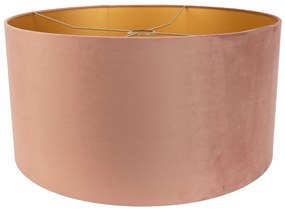 Кадифен абажур розов 50/50/25 със златист интериор