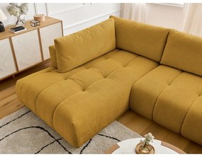 Сгъваем/с място за съхранение ъглов диван в цвят горчица (ляв ъгъл/U форма) Fuji – Bobochic Paris