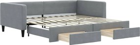 3196619 vidaXL Канапе с изтеглящо легло и чекмеджета светлосив 100x200 см плат