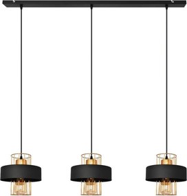 Полилей на кабел VOLTA 3xE27/15W/230V черен/розово злато