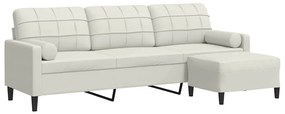 3278285 vidaXL 3-местен диван с табуретка, Кремав, 210 см, кадифе