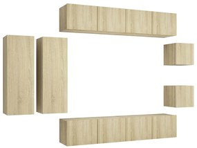 3079020 vidaXL Комплект ТВ шкафове от 8 части, дъб сонома, инженерно дърво