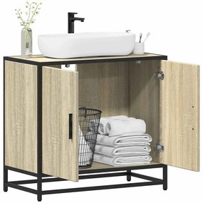 849265 vidaXL Шкаф за мивка за баня, дъб сонома, 65x33x60 см, инженерно дърво