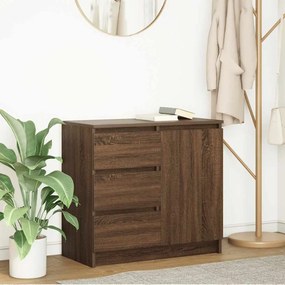 861577 vidaXL Бюфет с чекмеджета, кафяв дъб 71x35x65 см инженерно дърво