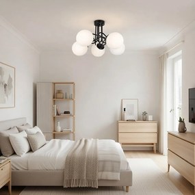 Плафон МОНА, черен/бял, 5xE27