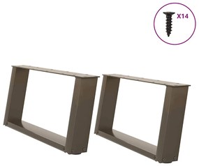 4012751 vidaXL Крака за масичка за кафе, U-образни, 2 бр., естествена стомана, 60 x (30-31) см, стомана
