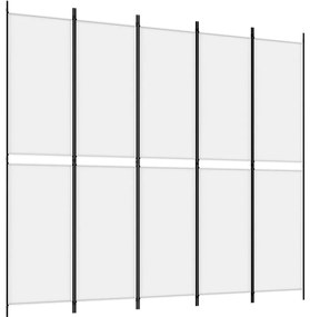 350250 vidaXL Параван за стая, 5 панела, бял, 250x220 см, текстил