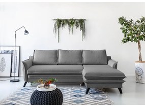 Сив разтегателен диван ъгъл, десен ъгъл Charming Charlie - Miuform