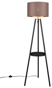 Черна подова лампа с рафт (височина 152 cm) Colette - Trio
