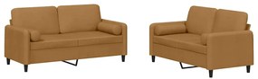 3202001 vidaXL Комплект дивани 2 части с възглавници, кафяв, кадифе