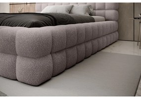 Светлорозово двойно легло 160x200 cm тапицирано с място за съхранение с включена подматрачна рамка Dizzle – ELTAP