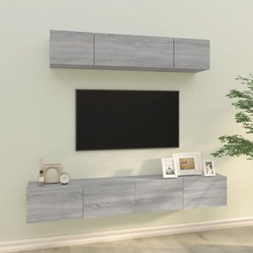 3114532 vidaXL Комплект ТВ шкафове от 4 части, сив сонома, инженерно дърво