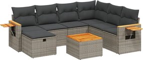 3265554 vidaXL Градински комплект диван с възглавници 8 части сив полиратан