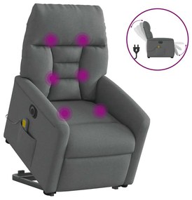 3303063 vidaXL Електрически изправящ масажен реклайнер стол тъмносив текстил