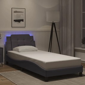 3214071 vidaXL Рамка за легло с LED без матрак Zadar сива 80x200 см