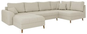 Кремав ъглов диван от рипсено кадифе (ляв ъгъл/"U" форма) Ariella – Ropez