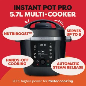 Мултикукър Instant Pot Pro Max 60 WiFi, 1200W, 5.7 л, 10 програми, Nutriboost, WiFi управление, LCD дисплей, Неръждаема стомана, Черен