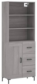 3190027 vidaXL Висок шкаф, сив сонома, 69,5x34x180 см, инженерно дърво