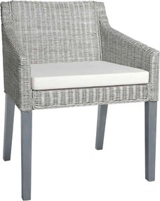 325494 vidaXL Трапезни столове с възглавници 2 бр сиви естествен ратан
