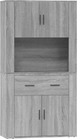 3185373 vidaXL Висок шкаф, сив сонома, инженерно дърво