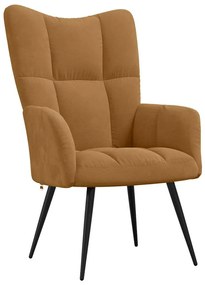 328081 vidaXL Релаксиращ стол, кафяв, кадифе
