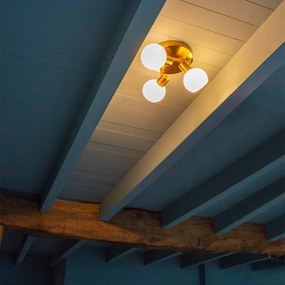 Таванен прожектор златен с опалово стъкло 3-светлина регулируем - Anouk