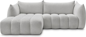 Светлосив ъглов диван от прежда с примки от букле (ляв ъгъл) Azra – Bobochic Paris