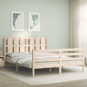 3194121 vidaXL Рамка за легло с табла 5FT King Size масивно дърво