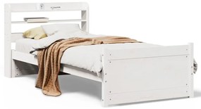 3306757 vidaXL Рамка за легло с табла без матрак, бяла, 90x200 см