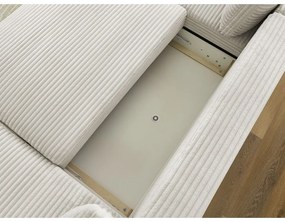 Кремав разтегателен ъглов диван от рипсено кадифе (десен ъгъл/"U" форма) Lucien – Bobochic Paris