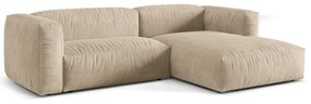Бежов кадифен модулен ъглов диван (десен ъгъл) Martina – Micadoni