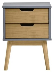 Сиво-кафяво нощно шкафче, изработено от масивна борова дървесина Baku - Marckeric