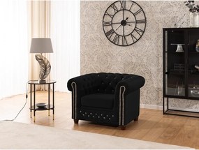 Черно кадифено кресло честърфийлд York Blik – Ropez