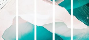 картини от 5 части – Модерна синя абстракция