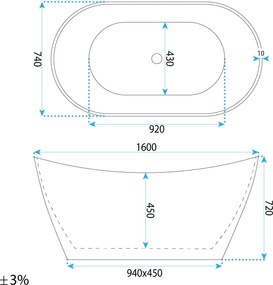 Свободностояща акрилна Вана Rea Ferrano Slim 160