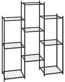 Стойка за цветя, 83x25x100 см, черна, желязо