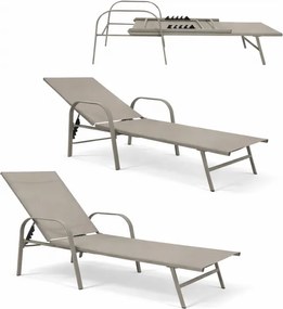 Бежов градински шезлонг с регулируема облегалка - идеален за релаксация