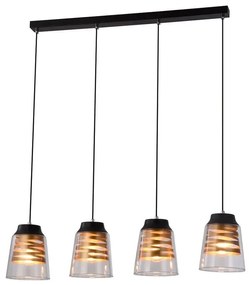Черна висяща лампа със стъклен абажур 15,5x84 cm Fresno - Candellux Lighting