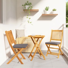Sonata H Сгъваеми градински столове с сиво Cushions 2бр. от масивно акациево дърво