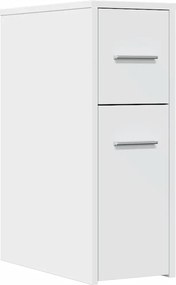 855277 vidaXL Тесен скрин за баня с колелца, бял, инженерно дърво