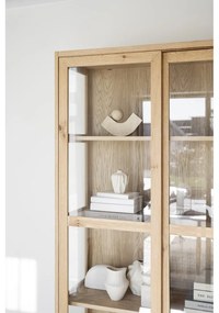 Витрина от декор от дъб с плъзгащи се врати в естествен цвят 100x203 cm Hazelton – Rowico