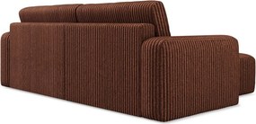 Теракотен сгъваем/с място за съхранение ъглов диван от рипсено кадифе (ляв ъгъл) Kona – Makamii