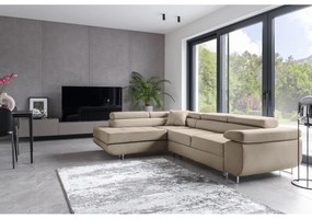 Бежов сгъваем/с място за съхранение ъглов диван (ляв ъгъл/L форма) Anton – ELTAP