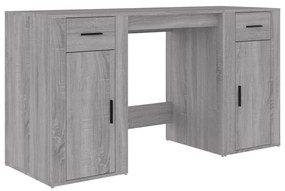 3185437 vidaXL Бюро със страничен шкаф, сив сонома, инженерно дърво
