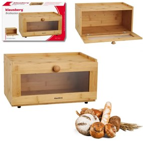 Кутия за хляб Klausberg KB 7923, 35.5 см, Акрилно прозорче, Бамбук, Кафяв