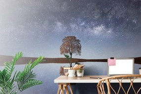Самозалепващ фототапет – Звездно небе над самотно дърво