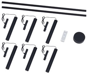 Модерна релсова система с 6 черни висящи лампи 1-фазов - Magnetic Cassie